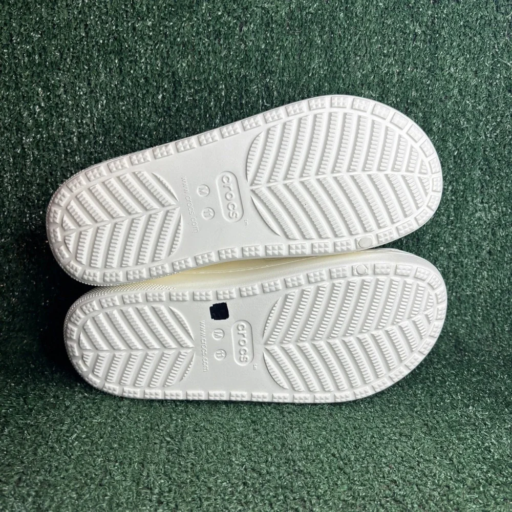 NEW Crocs Classic Cozzzy Towel Lined Fuzzy Comfort Slide Sandal White Mens Sz 11